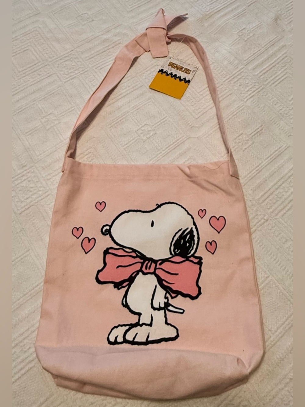 Tote bag - Snoopy - Peanuts - 13x14x3 - soft canvas - foldable. New w/tags. Pink